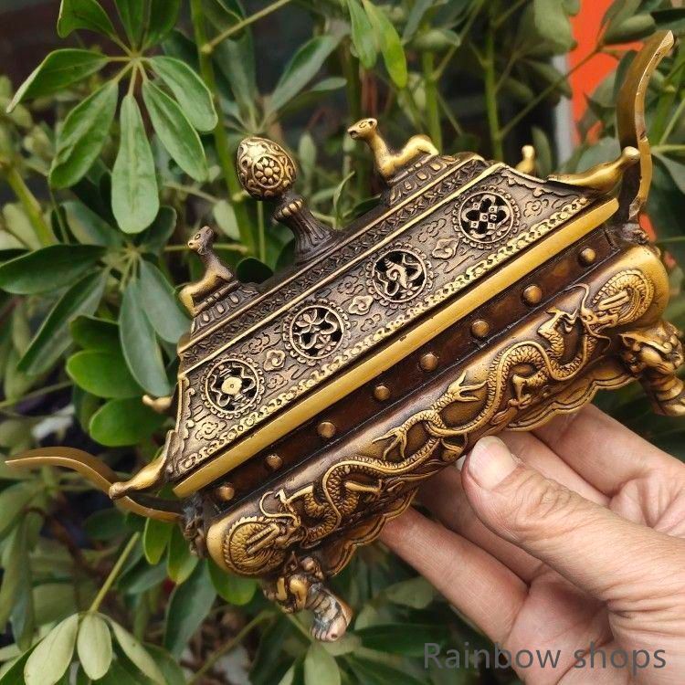 銅 細工 双羊争輝香炉 蔵炉 香道具装飾品 工芸品 置物 新品未使用】銅 細工 双羊争輝香炉 蔵炉 香道具装飾品 工芸品