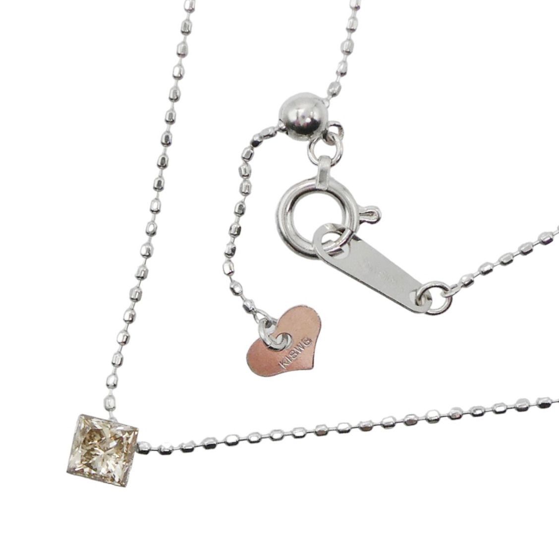 ネックレス K18WG ブラウンダイヤ0.33ct プリンセスカット 1.7g - メルカリ