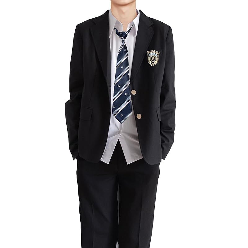 AOTYP 入学式 スーツ 男の子 高校生 受験 面接 卒服 上下セット 男子制服 DK制服 学生服 成人式 七五三 発表会 black L