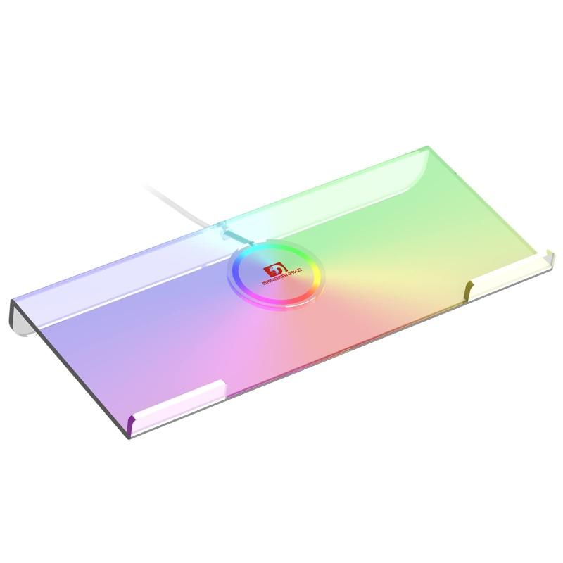 コンピューターキーボードスタンド PCキーボードスタンド キーボードスタンド 高級アクリルpc 366種類のRGB LEDバックライト キーボードトレイ USB 透明アクリルチルトキーボードスタンド、