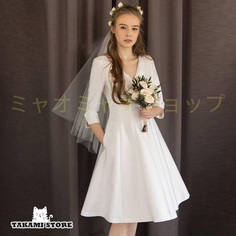 ウエディングドレス ミニドレス 安い 結婚式 白 ワンピース 発表会 パーティードレス 披露宴 花嫁 二次会 ブライダル フォーマル シンプル wedding dress ミニドレス 白 二次会 ウェディングミニドレス 安い 花嫁