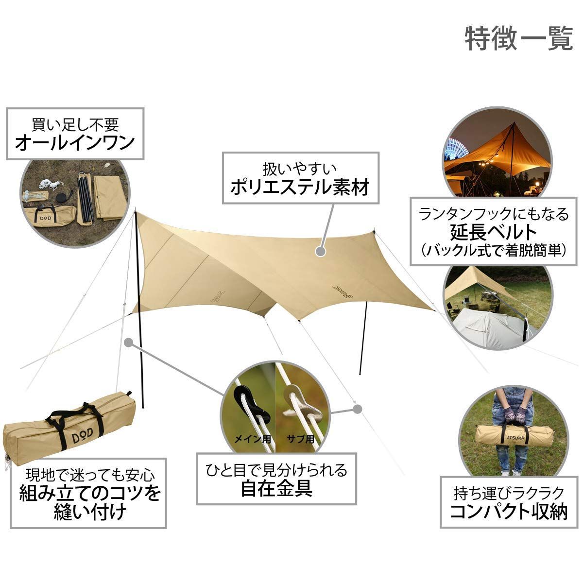 DOD(ディーオーディー) いつかのタープ はじめてでも扱いやすい