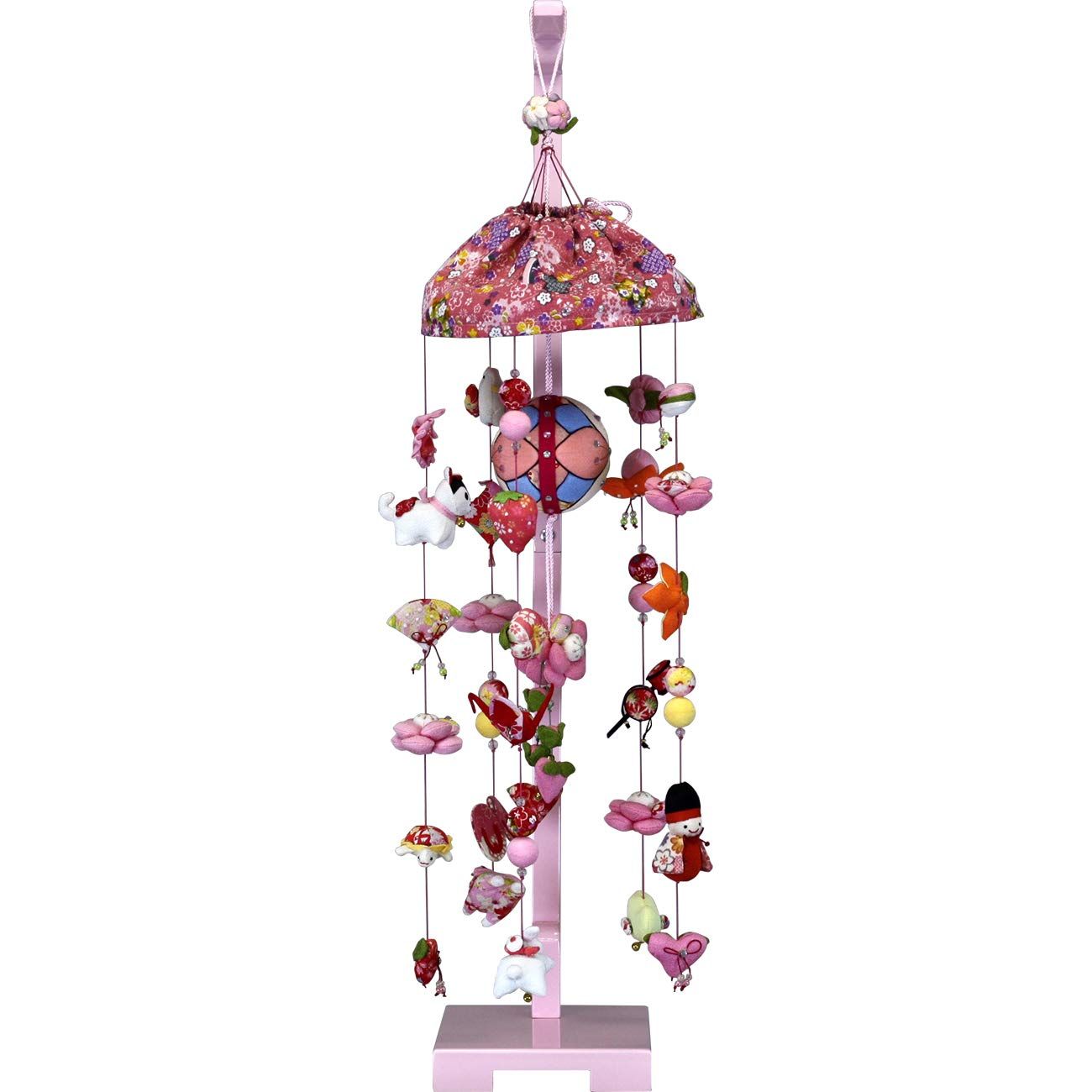 【在庫処分】つるし飾り つるし雛 雛人形 桃の花姫 中サイズ (高さ90cm) 飾り台付き