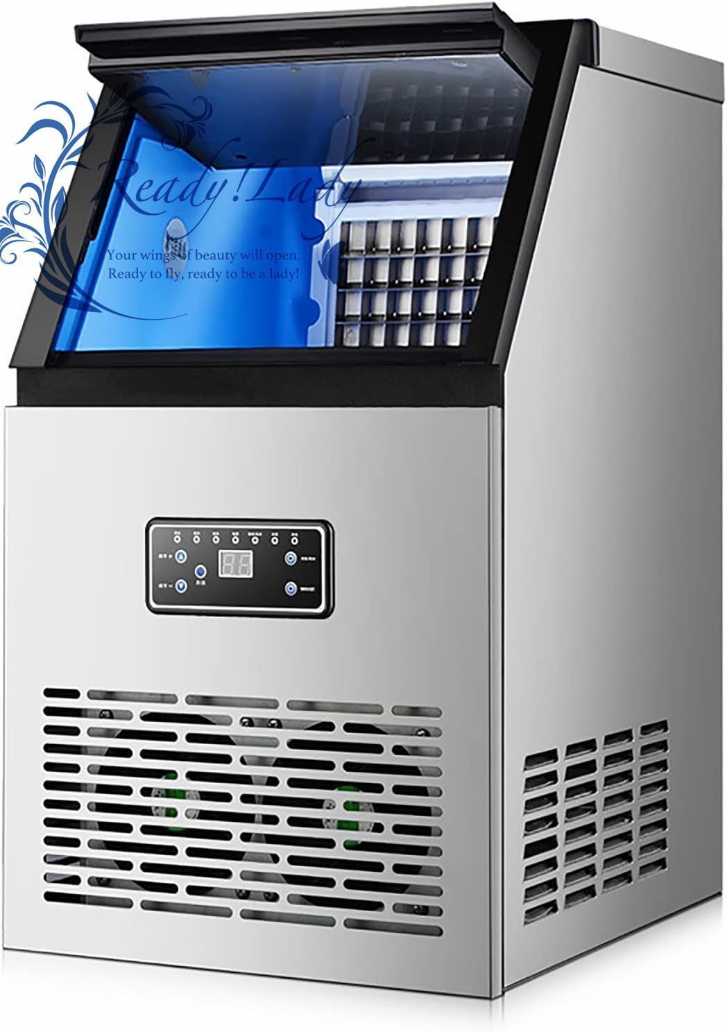業務用製氷機 ビルトインステンレス製製氷機 60kg | 24H 15kgの貯蔵容量 パーティーギャザリング レストラン バー向けの自立型設計-2