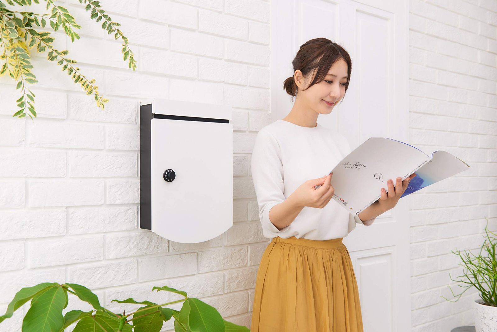 カバポスト 郵便ポスト 郵便受け 壁掛け 大型 屋外 ダイヤル式 白