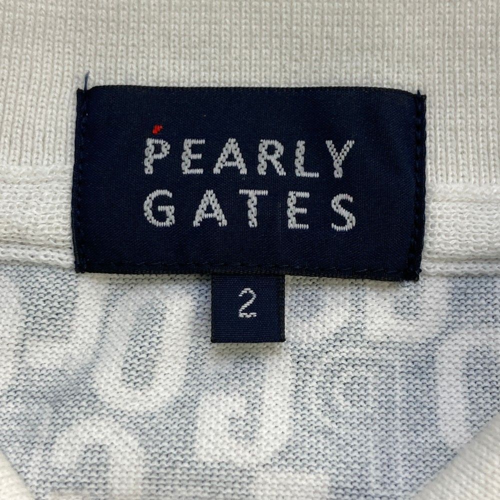 サイズ：2 PEARLY GATES パーリーゲイツ  半袖ポロシャツ ワッペン ロゴ総柄 ネイビー系 [240101447333] ゴルフウェア レディース ストスト サイズ：2 PEARLY GATES パーリーゲイツ 半袖ポロシャツ