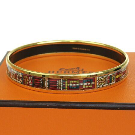 HERMES エルメス エマイユGM バングル ワインレッド ブレスレット 七宝