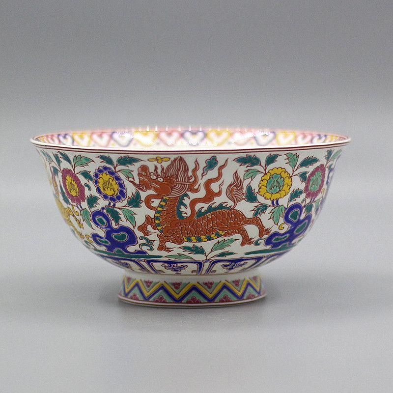 大清乾隆斗彩麒麟碗 景徳鎮 陶磁器 装飾品 現代工芸品 美術品