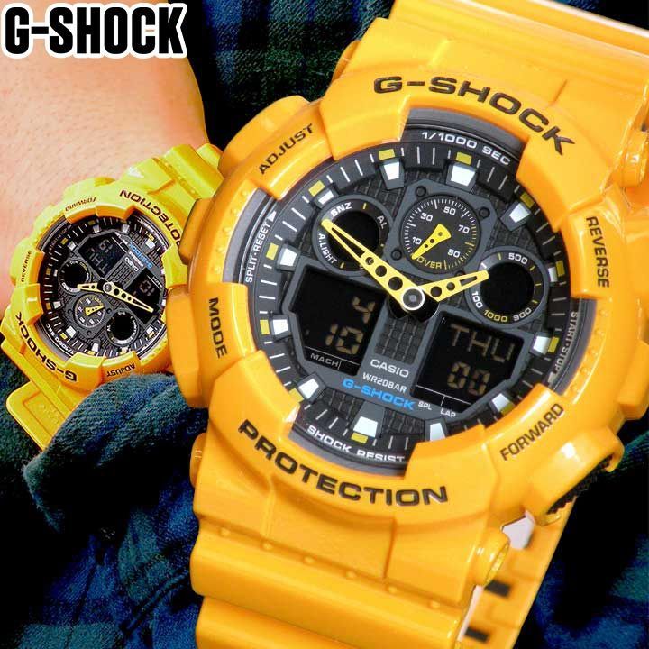 CASIO Gショック GA-100A-9A 海外モデル メンズ 腕時計 ジーショック ウレタン アナログ デジタル アナデジ イエロー 系 黄色  山吹色 腕時計 カシオ メンズ G-SHOCK g-shock 推し活グッズ - メルカリ
