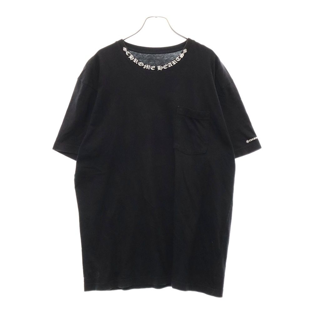 CHROME HEARTS (クロムハーツ) NECK LOGO TEE ネック ロゴプリント 半袖Tシャツ ブラック