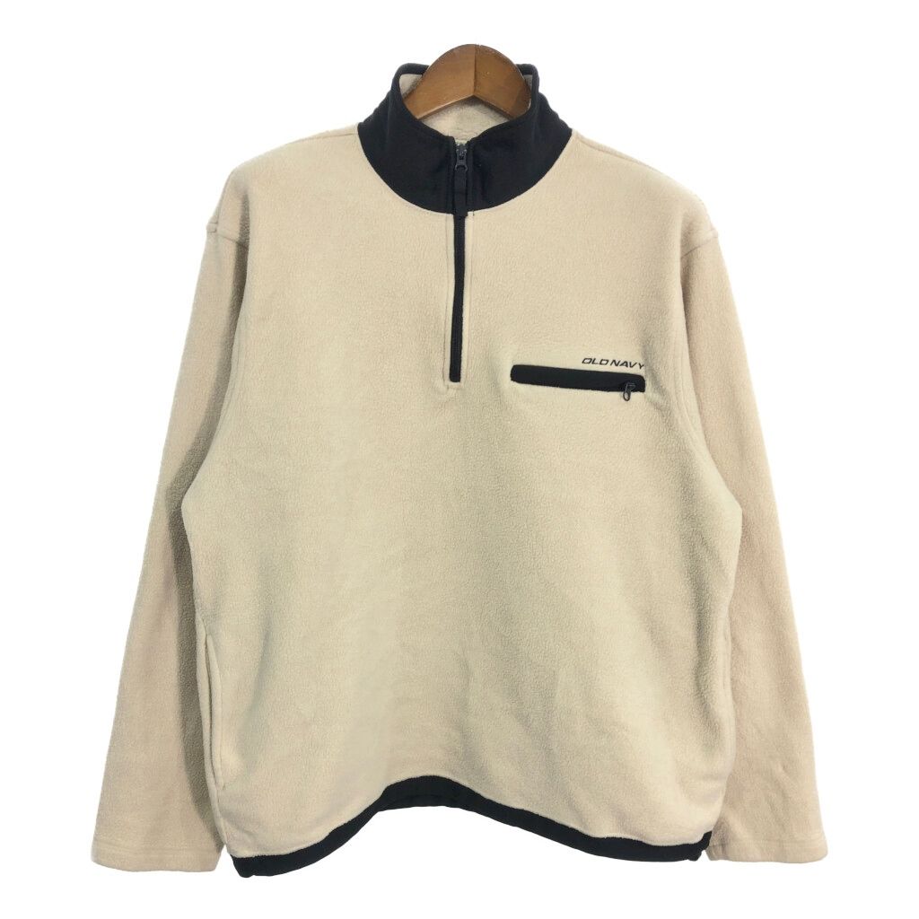 90年代 OLD NAVY オールドネイビー ハーフジップ フリースジャケット ベージュ (メンズ XL) 中古 古着 S9418