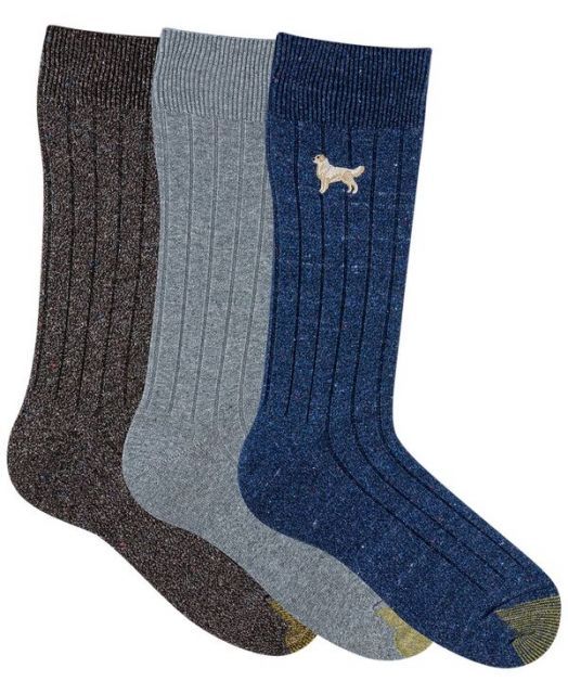 送料無料 ゴールドトゥ メンズ 靴下 アンダーウェア Men s 3-Pack Hampton Embroidered Reinforced Toe Crew Socks Brown|gray|blue