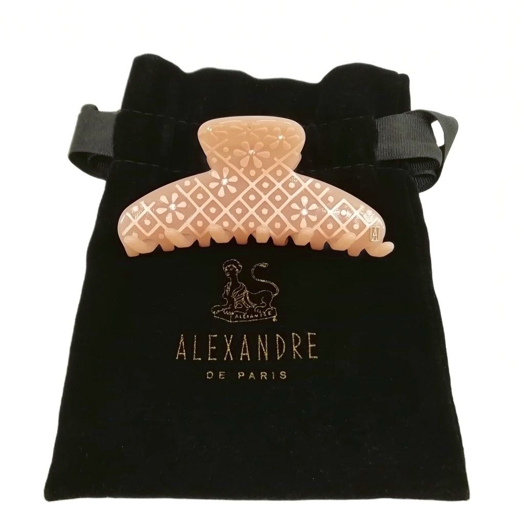 アレクサンドルドゥパリ Alexandre De Paris フラワー 花柄 ラインストーン ヘアクリップ ヘアアクセサリー ピンク系