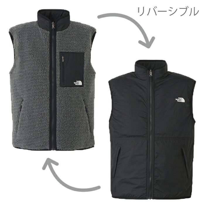 ザ ノース フェイス THE NORTH FACE リバーシブルエクストリームパイルベスト フリース ベスト メンズ チャコール/ブラック S-XL  THE NORTH FACE NP72431 - ベスト