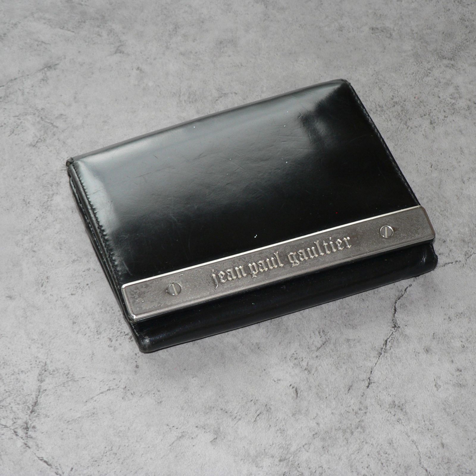 小物 archive 80s JEAN PAUL GAULTIER wallet 1980's JPG Black Leather Wallet .label: Jean Paul