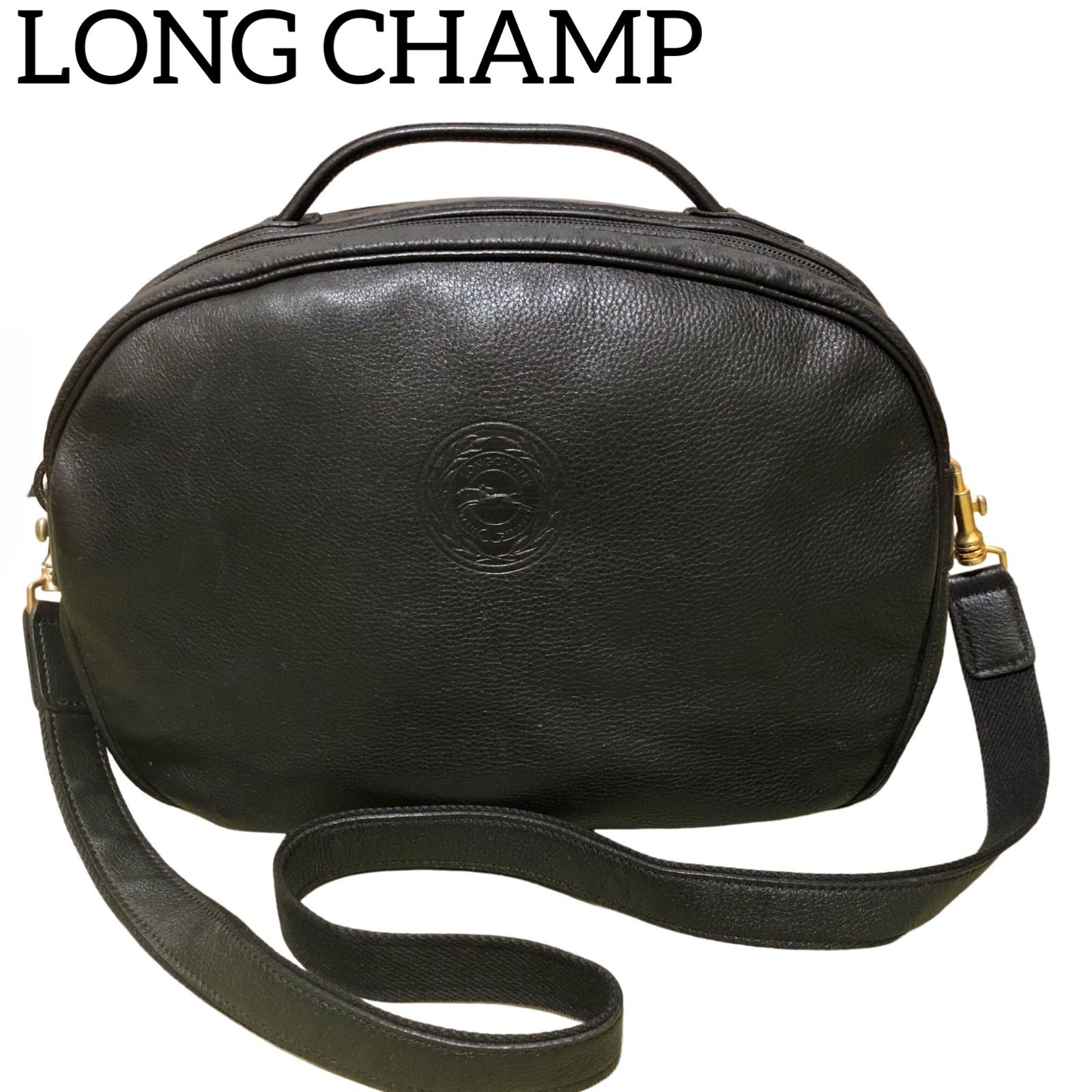 Longchamp ロンシャン オールレザー ロゴ型押し ハンド ショルダー