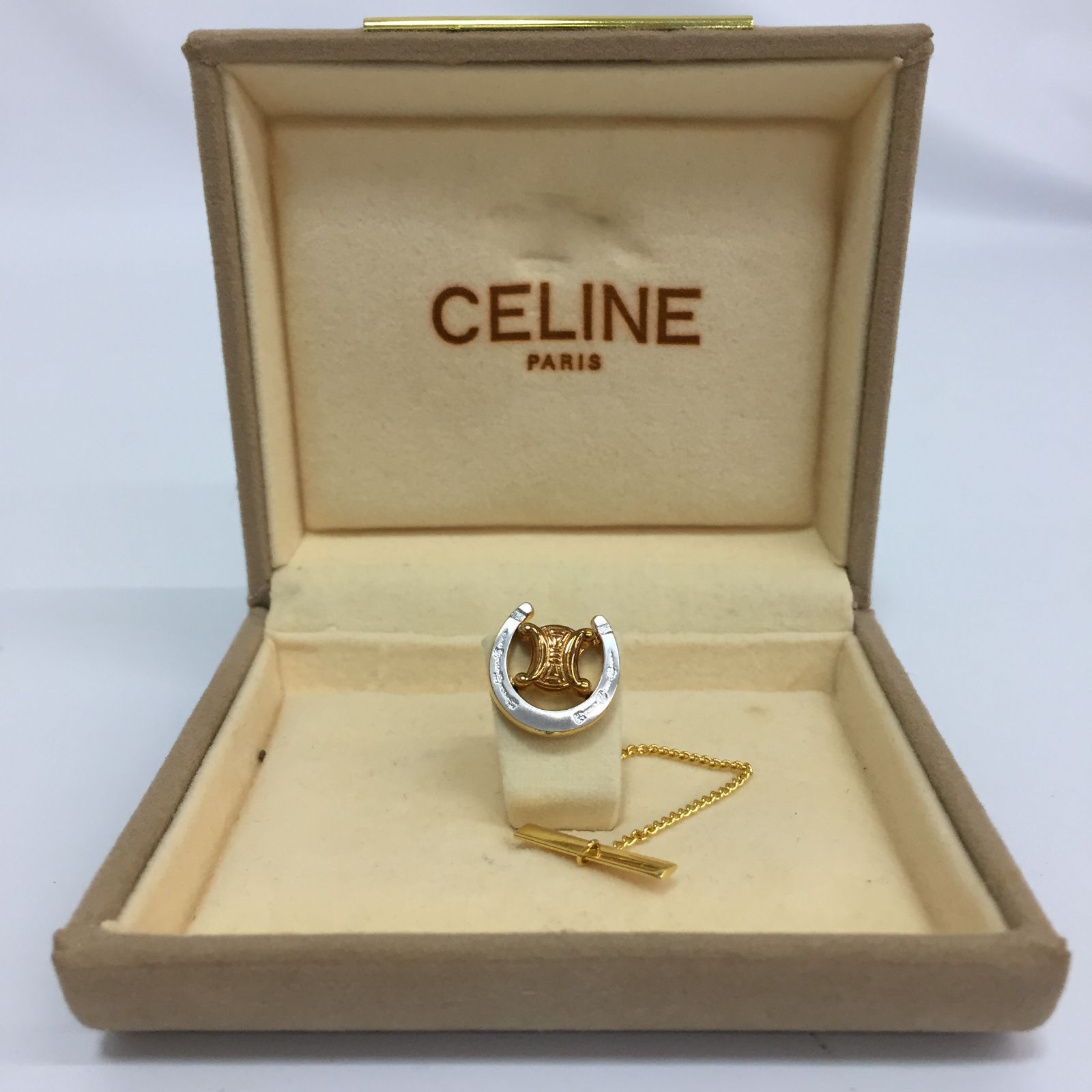 CELINE 美品 ネクタイピン& 箱 CELINE セリーヌ ネクタイピン カフスボタン 箱付き タグ付き