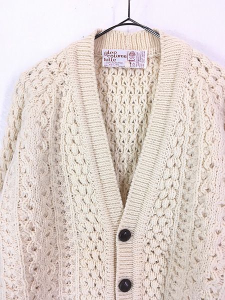 古着 80s Ireland製 Glen Columb Kille ポップコーン アラン フィッシャーマン ローゲージ ウール ハンド ニット セーター XL位 古着 80s Ireland製 Glen Columb Kille ポップコーン アラン