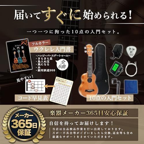 【入門セット】ハートが可愛いマホガニー材のソプラノウクレレ【ウクレレ専門店】 新品※未使用] ソプラノ ウクレレ 初心者セット 楽譜付き 10点