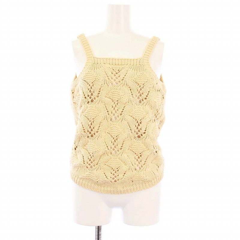 【値下げ】6(ROKU) BEAUTY＆YOUTH LILY YARN SUKASHI KNIT CAMI ニットキャミソール 8618-299-0147 ベージュ (EC) 6 ROKU LILY YARN SUKASHI KNIT CAMI