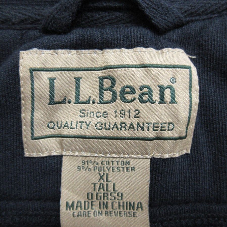 XL/古着 エルエルビーン LLBEAN 長袖 フルジップ スウェット メンズ 00s 無地 大きいサイズ 黒 ブラック 24sep25 中古 スエット トレーナー