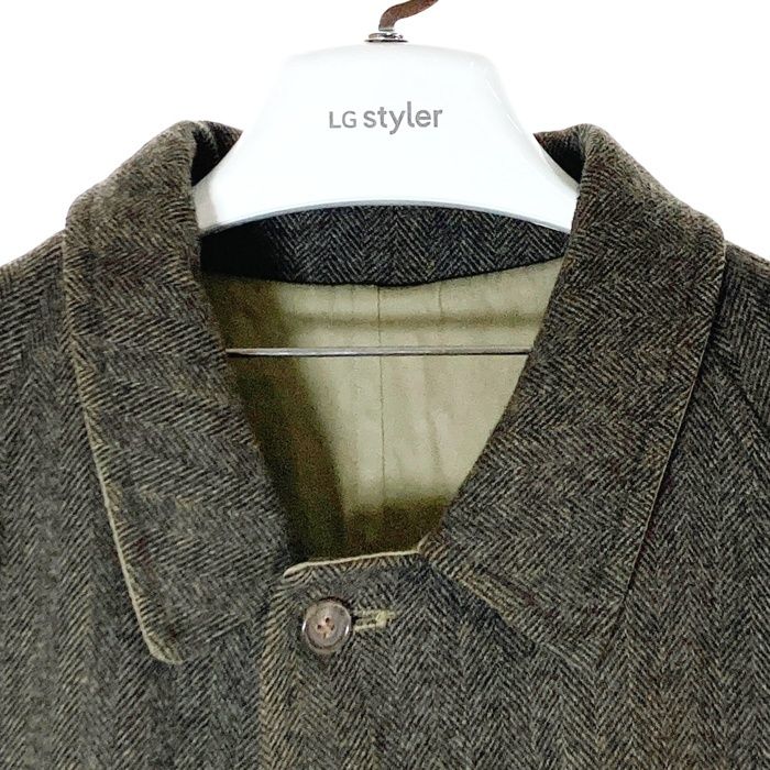 【美品】ブルックスブラザーズ　ステンカラーコート　ヘリンボーン　グレー　Lサイズ 美品】ブルックスブラザーズステンカラーコートヘリンボーン