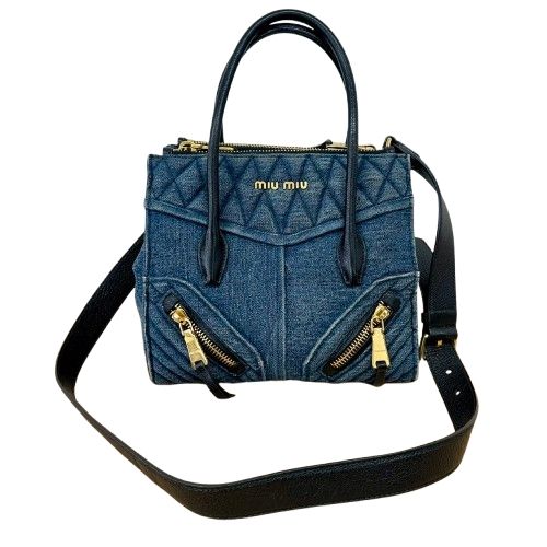 ♪MIUMIU ミュウミュウ バイカーデニム 2WAY ハンドバッグ - メルカリ