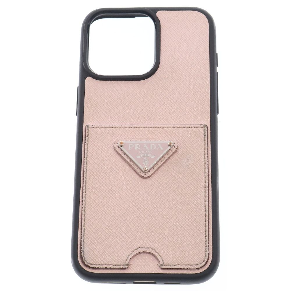 PRADA プラダ iphone15 PRO MAX アイフォンケース 三角ロゴ トライアングルプレート ピンク