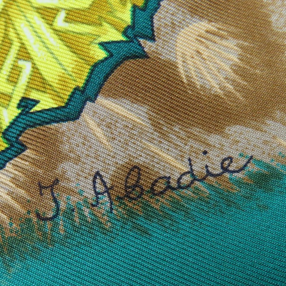 中古】 エルメス スカーフ カレ90 シルク グリーン マルチカラー