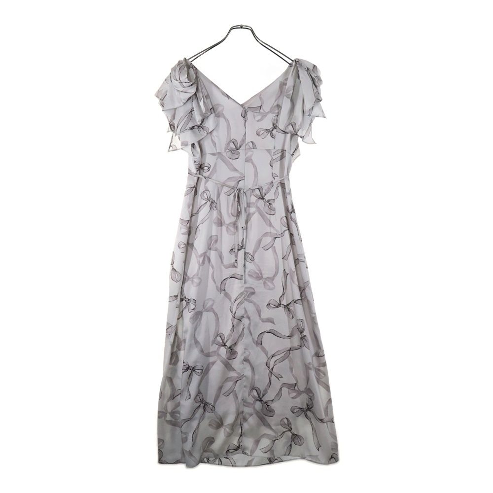 snidel スナイデル リボンスリーブデザイン 総柄 半袖ワンピース グレージュ レディース SWFO244097