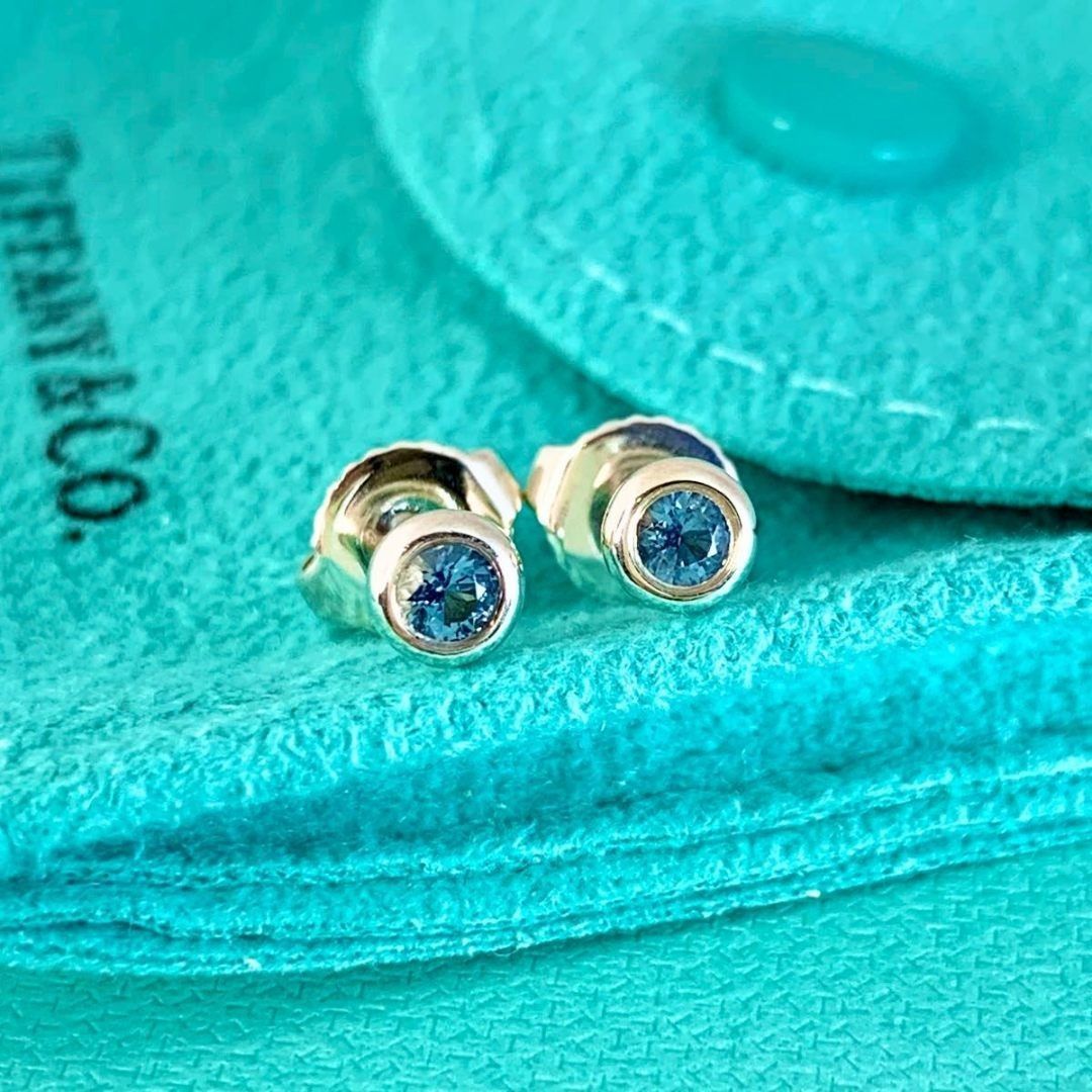 ティファニー 4.2mm アクアマリン バイザヤード ピアス シルバー Q88e