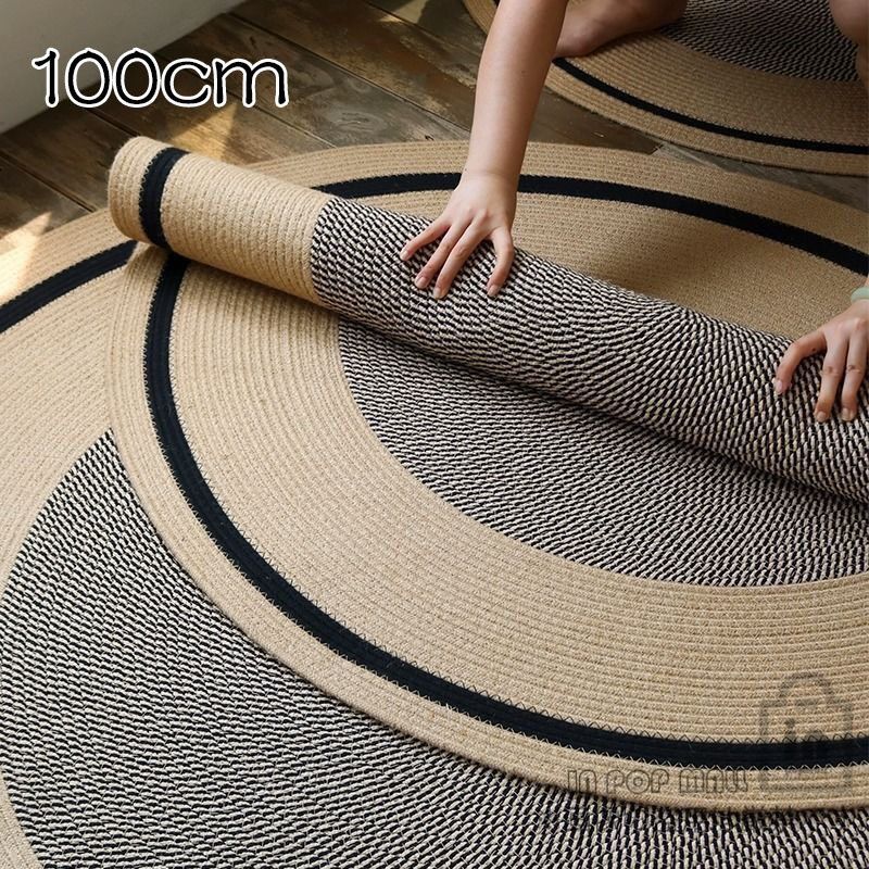 ラグ カーペット 直径100cm 綿糸 円形 敷き物 100% ラグマット円形ラグ ラウンドマット 玄関マット チェアマット ベッドサイド オールシーズンしゃれ ダリ
