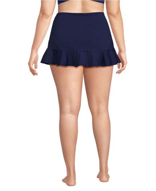 ファイナルセール開催中！ ランズエンド レディース スカート ボトムス Women s Plus Size Ruffle Hem Mini Swim Skirt Deep sea navy