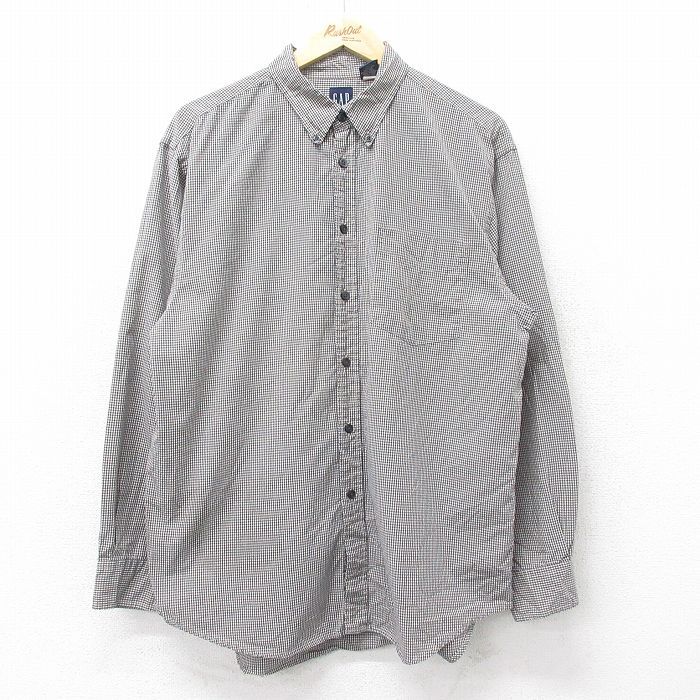 L/古着 ギャップ GAP 長袖 ブランド シャツ メンズ 00s コットン ボタンダウン ベージュ他 カーキ チェック 24sep24 中古 トップス