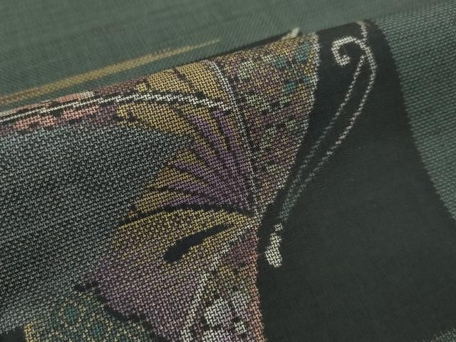 平和屋着物■極上　本場大島紬　9マルキ　市松舞蝶文　逸品　未使用　CZAA2989s5 平和屋着物□極上 本場大島紬 9マルキ 市松舞蝶文 逸品 未使用