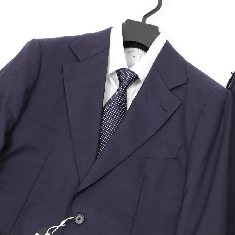訳有 gotairiku 五大陸 ドーメル ウール ビジネススーツメンズ DORMEUIL シングルスーツ 無地 紺 A6 -12万円 077