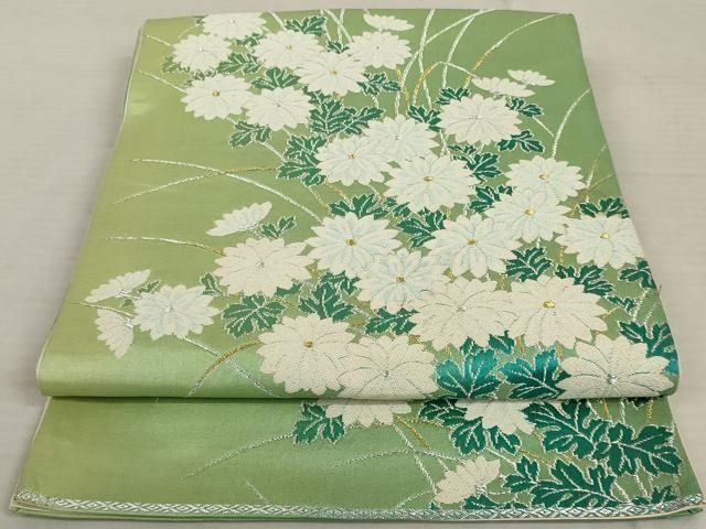 SO-465 袋帯 六通 正絹 菊 萩 薄 紅葉 桔梗 秋の草花 金銀糸箔 逸品 SO-528 袋帯 太鼓柄 正絹 銀駒刺繍 菊 椿 藤の花 葡萄 繊細
