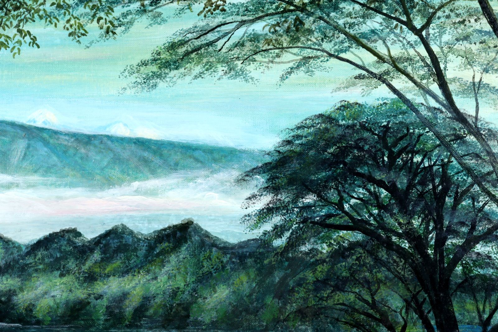 ▽ 中村直一 「十和田」 肉筆油彩20号 唐物 骨董 古美術 楾 O343