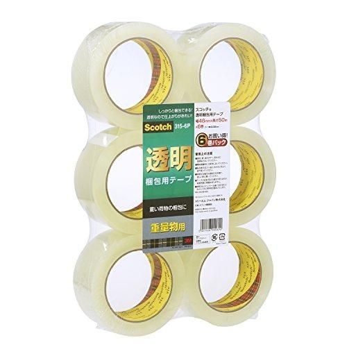 3M スコッチ ガムテープ 梱包テープ 重量用 48mm×50m 6巻パック 315-6P