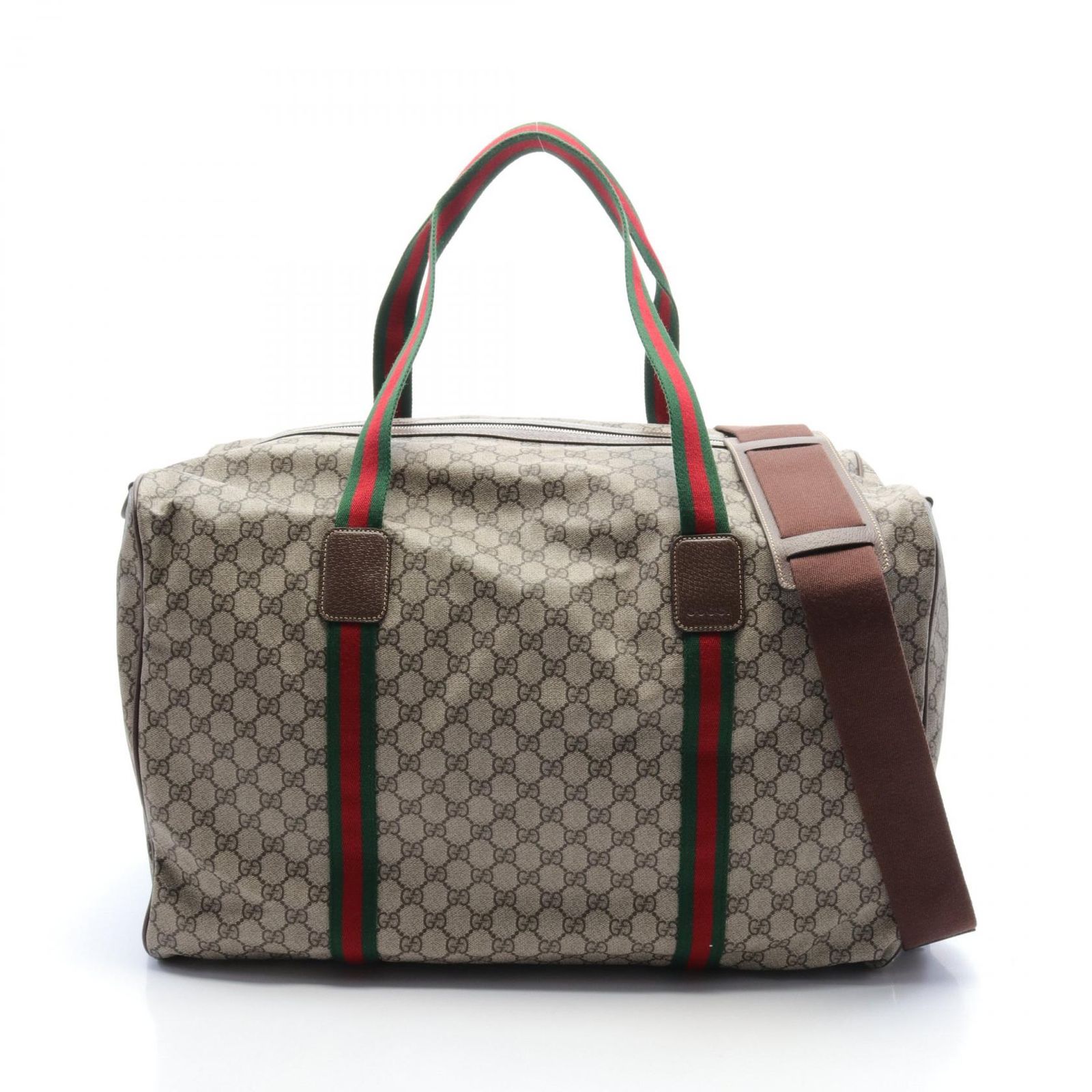 グッチ GUCCI ボストンバッグ ラージ ダッフルバッグ GGスプリーム シェリーライン 760152FACK79768 ベージュ|エボニー PVCコーティングキャンバス レザー 2way ボストンバッグ メンズ