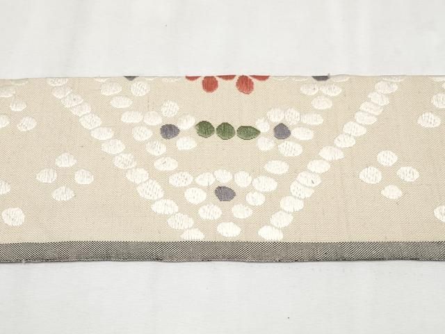 平和屋本店□極上 洛風林 工芸帯地 九寸名古屋帯 唐織 紬地 菱吉祥文