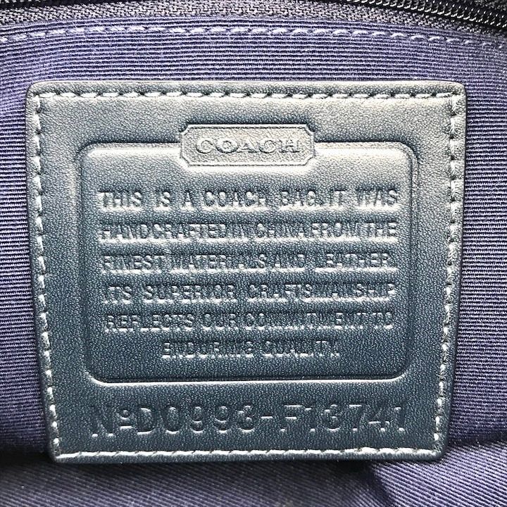 美品 COACH コーチ シグネチャー ワンショルダー バッグ ネイビー  