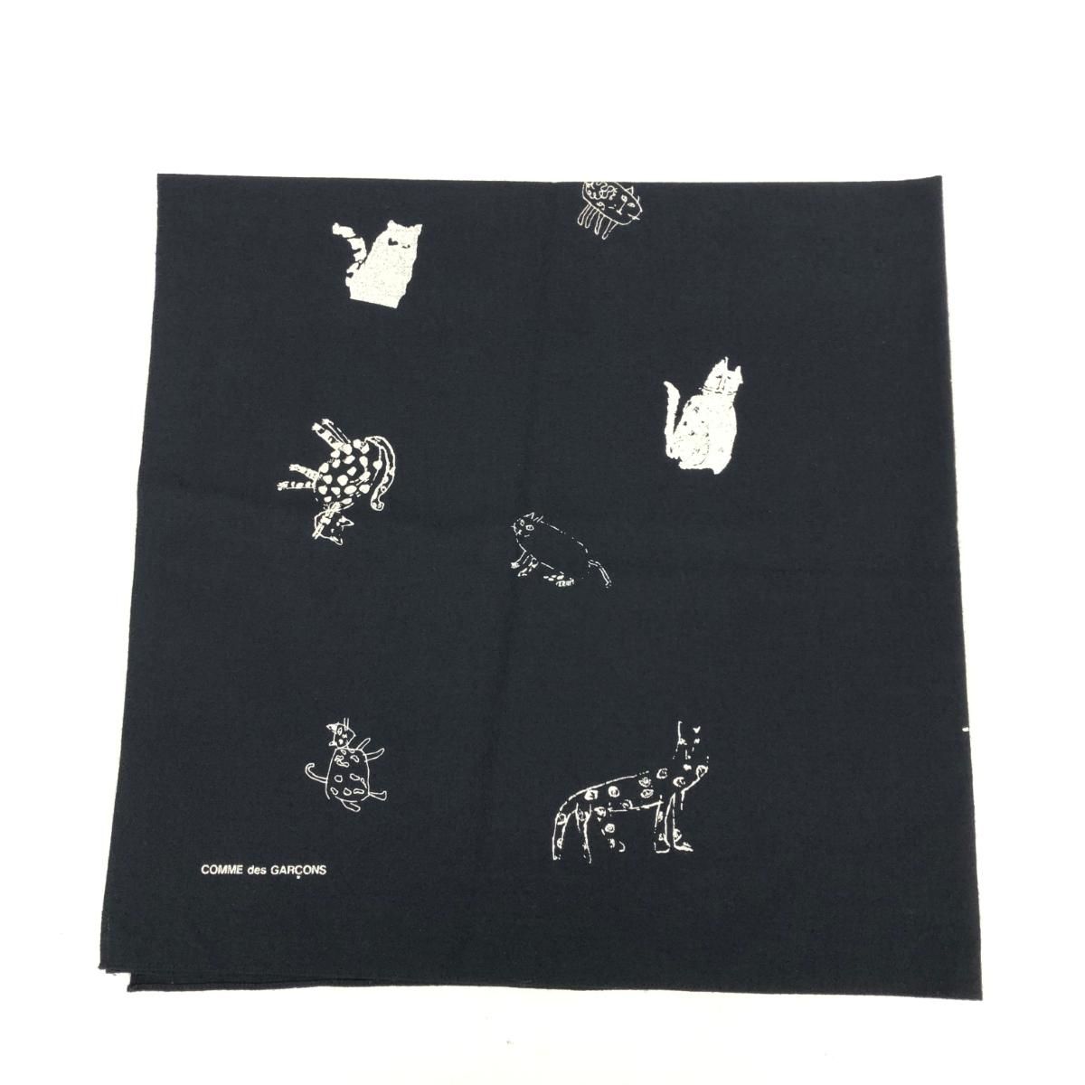 COMME des GARCONS コムデギャルソン ストール  猫柄/ネコ/キャット/正方形/スカーフ    ブラック レディース / 240001148864 COMME des GARCONS コムデギャルソン ストール 猫柄/ネコ/キャット