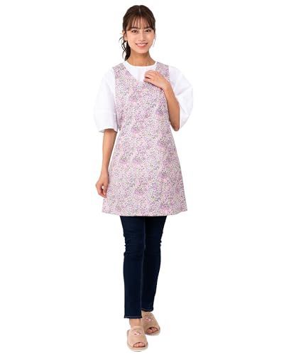 Size Free Size_Color 70554002-パープル50 ナイガイ LIBERTY リバティ 花柄 かわいい エプロン オシャレ 撥水加工 ポケット付き 北欧風 後ろ結び背付き キッチン 保育園 レディース 70554002 7055400