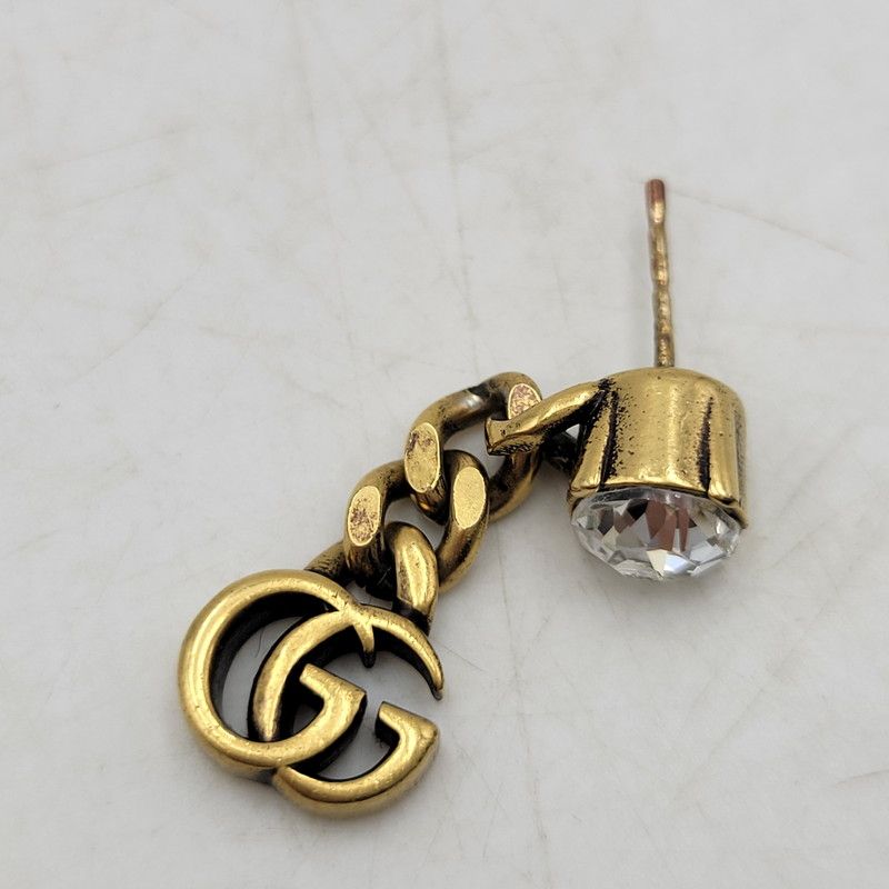 中古品】GUCCI グッチ CRYSTAL DOUBLE G PIERCE クリスタル