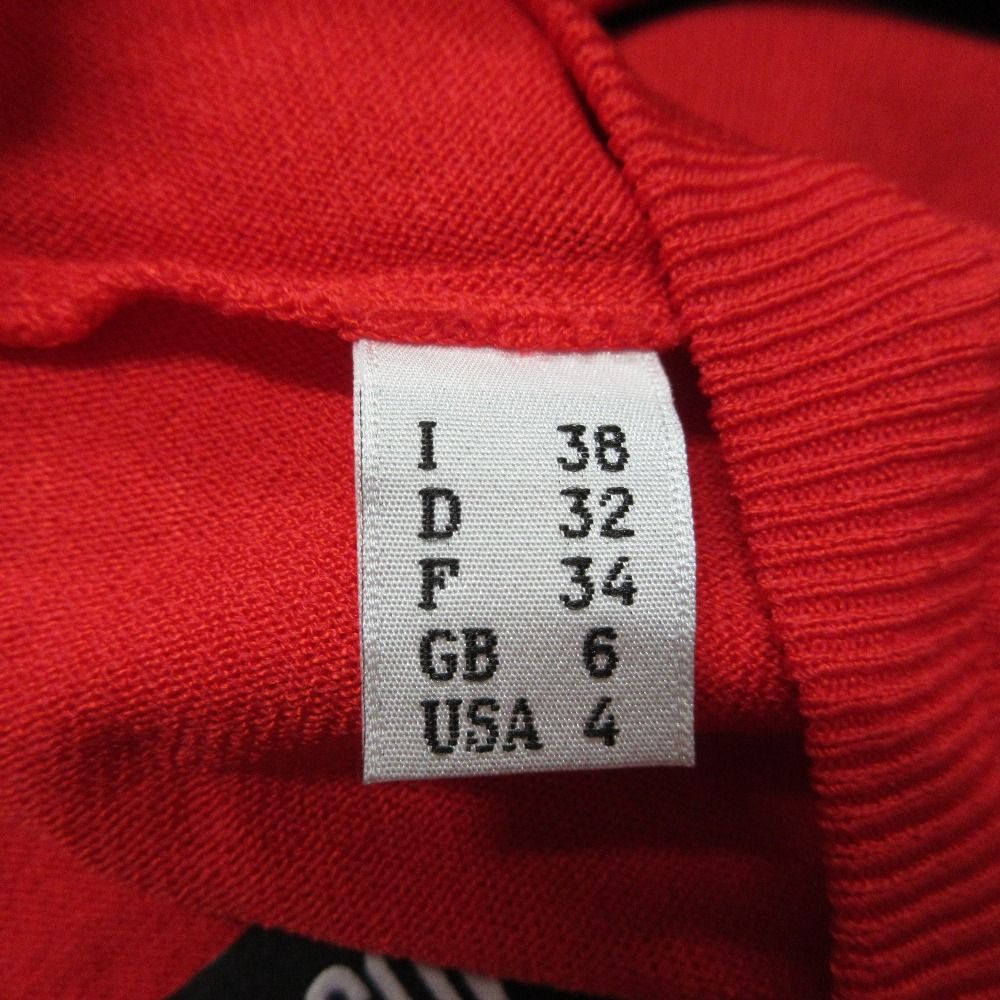 美品 21AW Boutique Moschino ブティックモスキーノ リボンスリーブ ニットカーディガン サイズ38 レッド レディース 古着 中古 USED 美品 21AW Boutique Moschino ブティックモスキーノ リボン