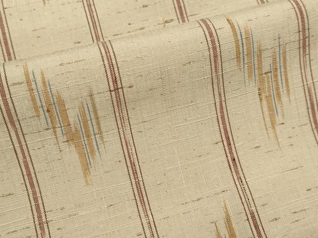 平和屋着物□極上 ぜんまい紬 吉祥間道 白橡色地 逸品 未使用