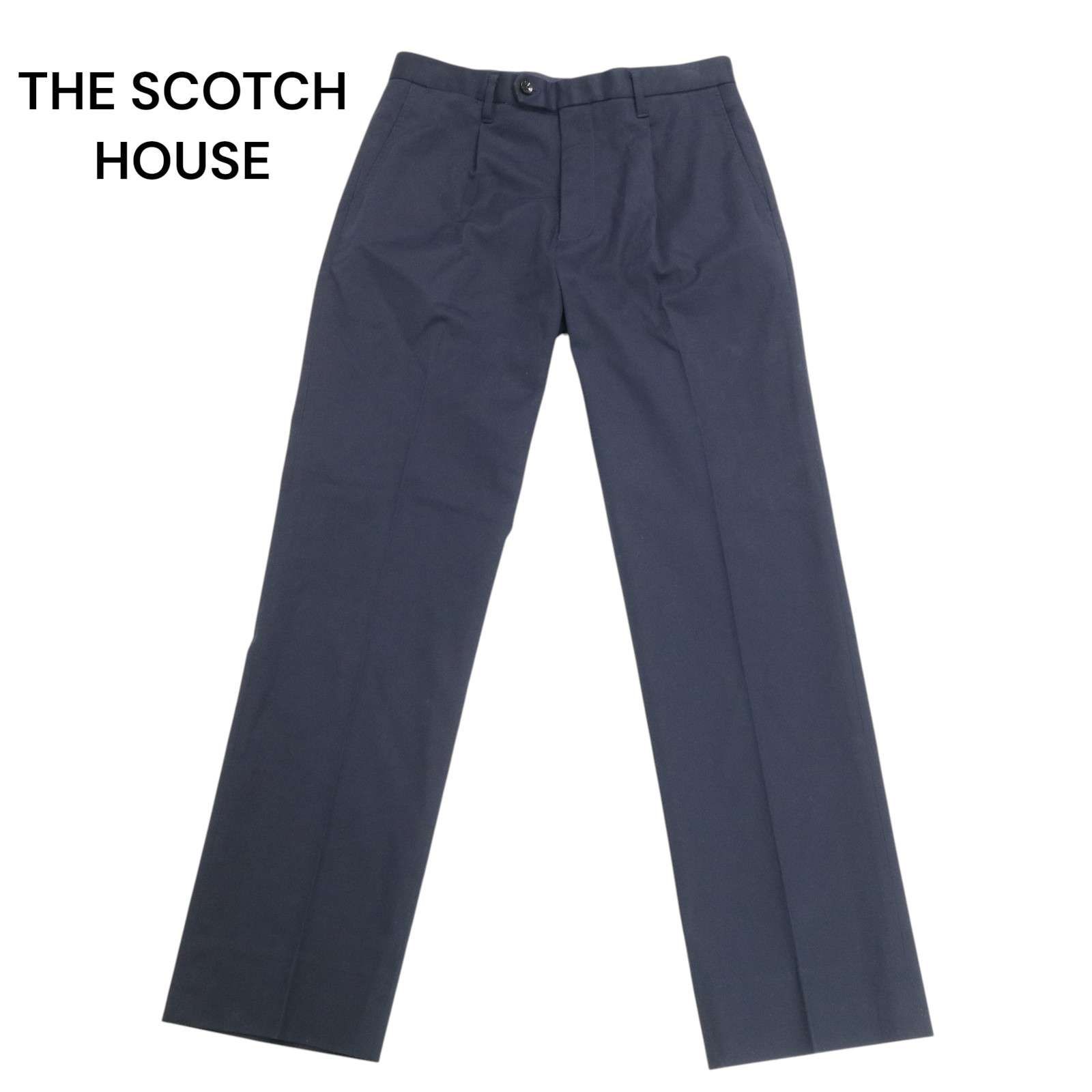 【新品】 THE SCOTCH HOUSE スコッチハウス 通年 プレミアム ピマ コットン ストレッチ スラックス パンツ Sz.79　メンズ 紺