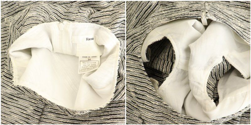 ルネ Rene TISSUE ツイード ワンピース ひざ丈 プリーツ 34