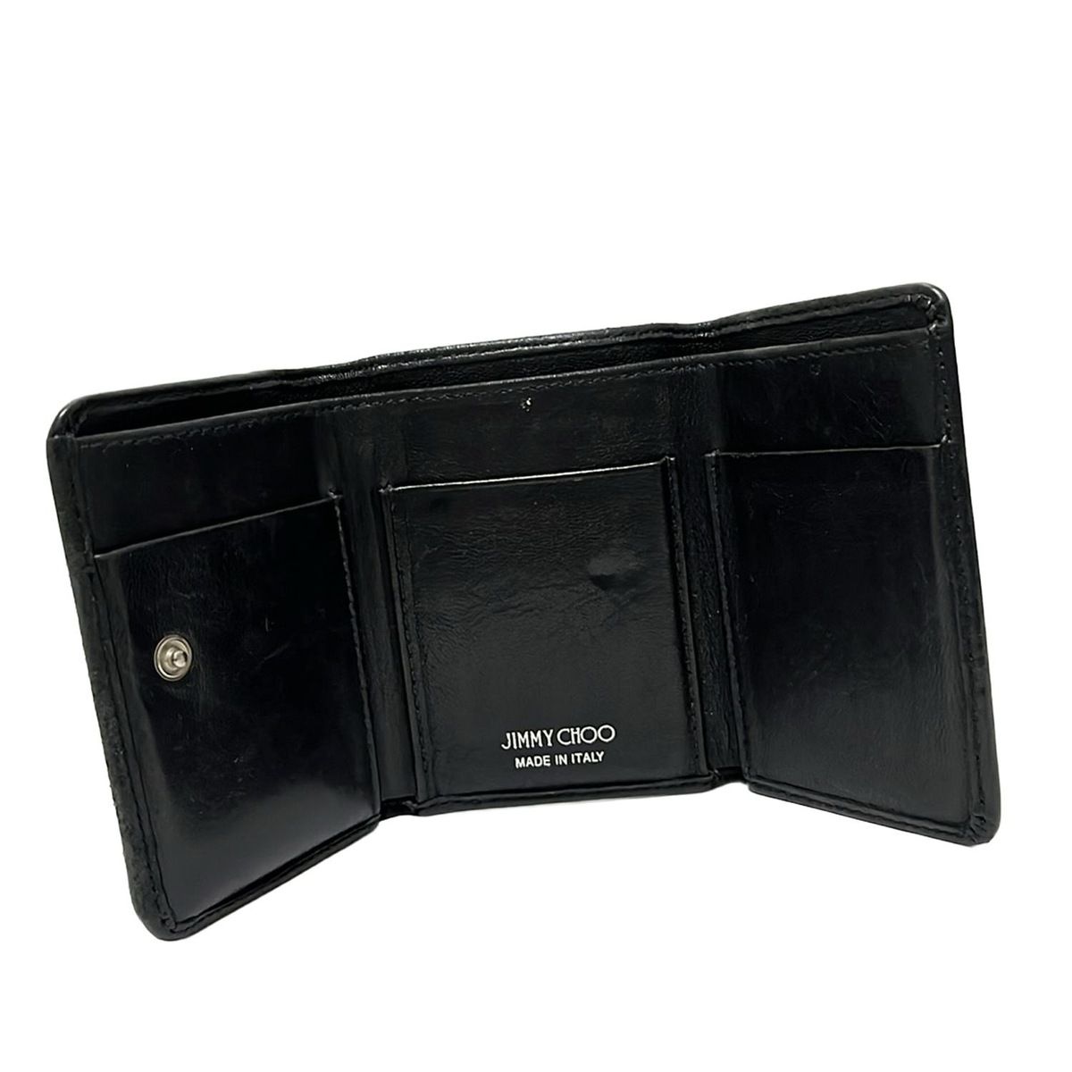 JIMMY CHOO(ジミーチュウ) 3つ折り財布 - 黒 スタッズ レザー JIMMY CHOO(ジミーチュウ) 3つ折り財布 - 黒 スタッズ レザー